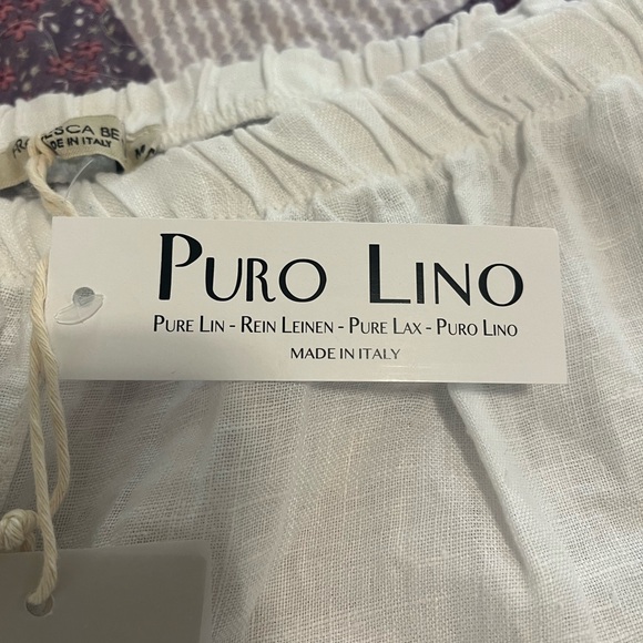 FRANCESCA BETTINI  Italy 100% Linen Elastic Waist Pants Size Medium - Picture 11 of 12